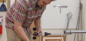 Brent Summerville works on wind measurement device